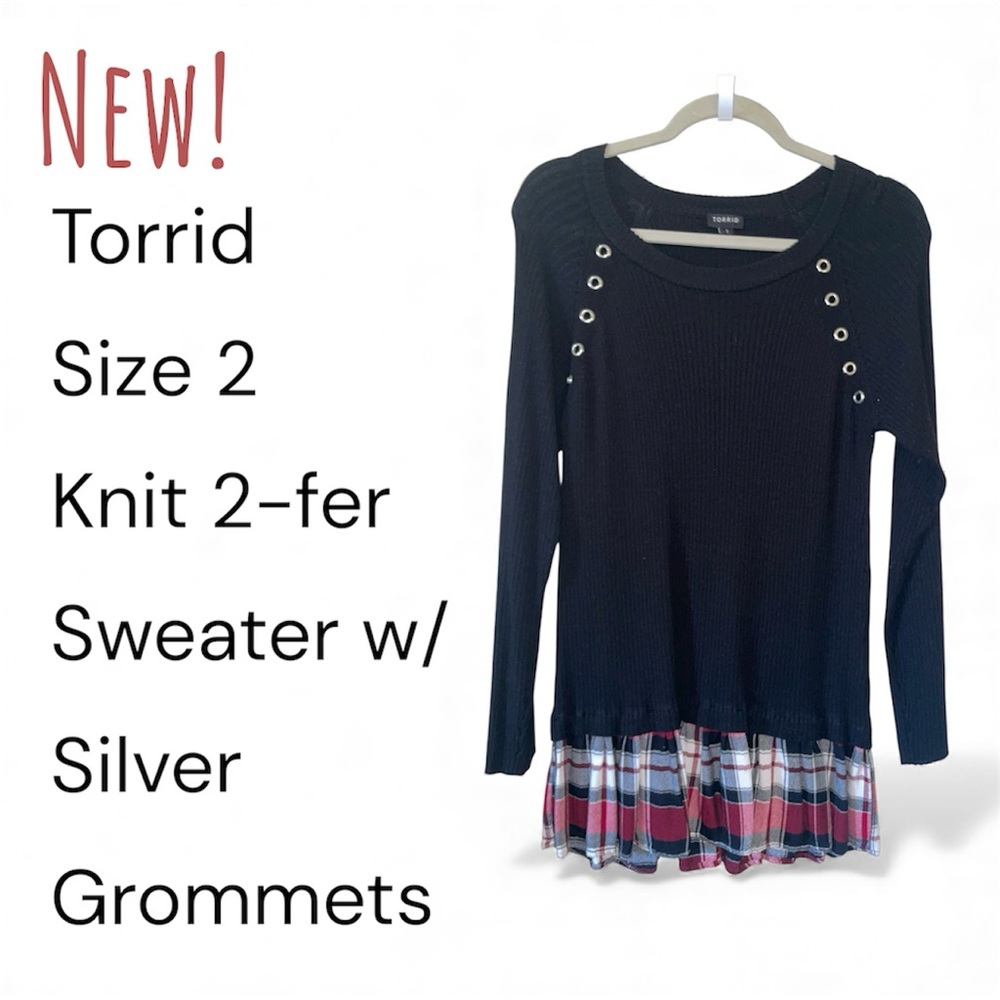 Torrid Black Knit Sweater with Silver Accents